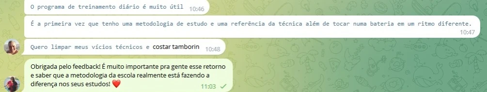 Depoimento de Rafael Verde via WhatsApp — 'É a primeira vez que tenho uma metodologia de estudo e uma referência da técnica'