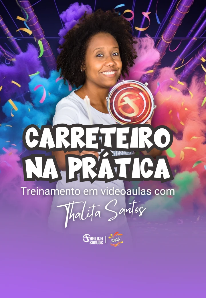 Thalita Santos segurando um tamborim — Professora e criadora do método Carreteiro na Prática (CNP)